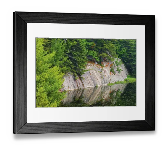 Framed Print : Canada, Ontario, Killarney District. Granite reflected in water Framed Print : Canada, Ontario, Killarney District. Granite reflected in water