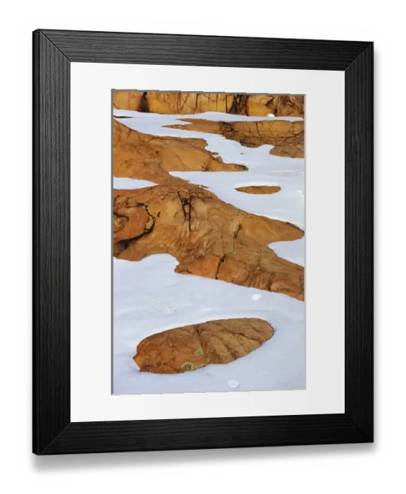 Framed Print : Canada, Ontario, Killarney Provincial Park. Animal tracks in snow at spring thaw Framed Print : Canada, Ontario, Killarney Provincial Park. Animal tracks in snow at spring thaw