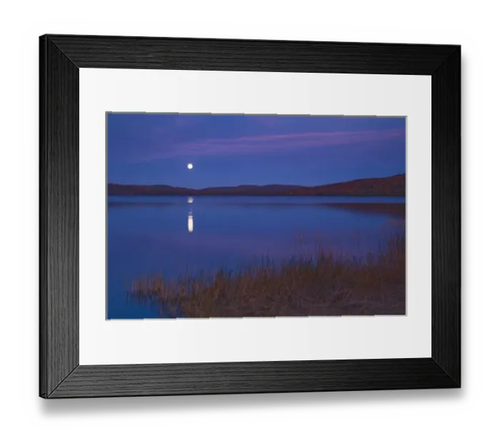 Framed Print : Canada, Ontario, Algonquin Provincial Park. Moonrise on Lake of Two Rivers. Credit as Framed Print : Canada, Ontario, Algonquin Provincial Park. Moonrise on Lake of Two Rivers. Credit as