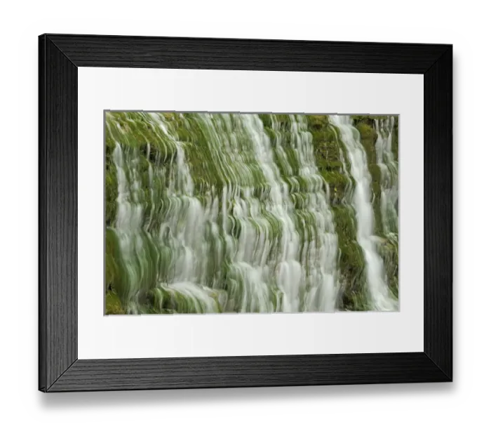 Framed Print : Canada, Ontario, Grimsby. Beamer Falls water cascades down moss-covered cliff. Credit as