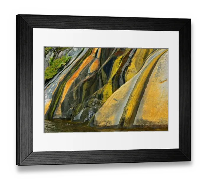 Framed Print : Canada, Ontario, Key River. Rock face stained with runoff water