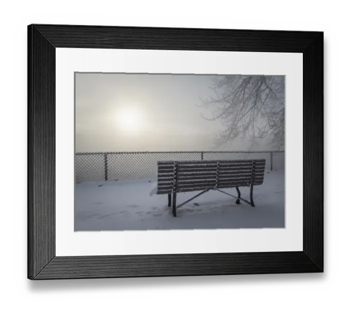Framed Print : Canada, Ottawa, Ottawa River. Fog-shrouded winter scene