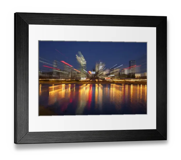 Framed Print : Canada, Quebec, Montreal. Nighttime abstract of downtown and river Framed Print : Canada, Quebec, Montreal. Nighttime abstract of downtown and river