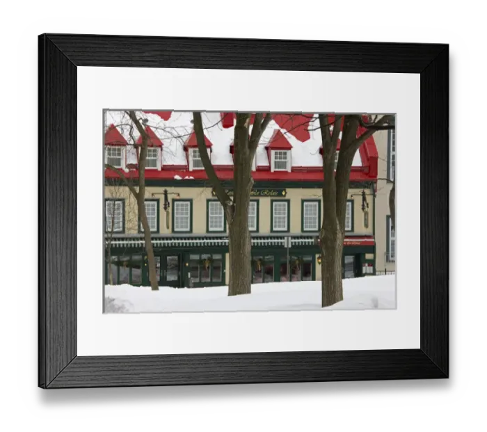 Framed Print : Old houses covered with snow, Quebec City, Canada Framed Print : Old houses covered with snow, Quebec City, Canada