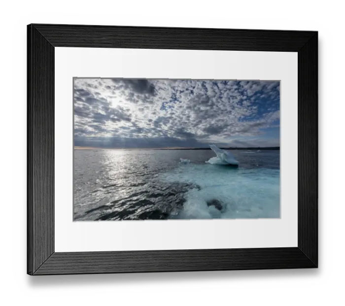 Framed Print : Canada, Nunavut Territory, Ukkusiksalik National Park, Melting iceberg floating in Framed Print : Canada, Nunavut Territory, Ukkusiksalik National Park, Melting iceberg floating in
