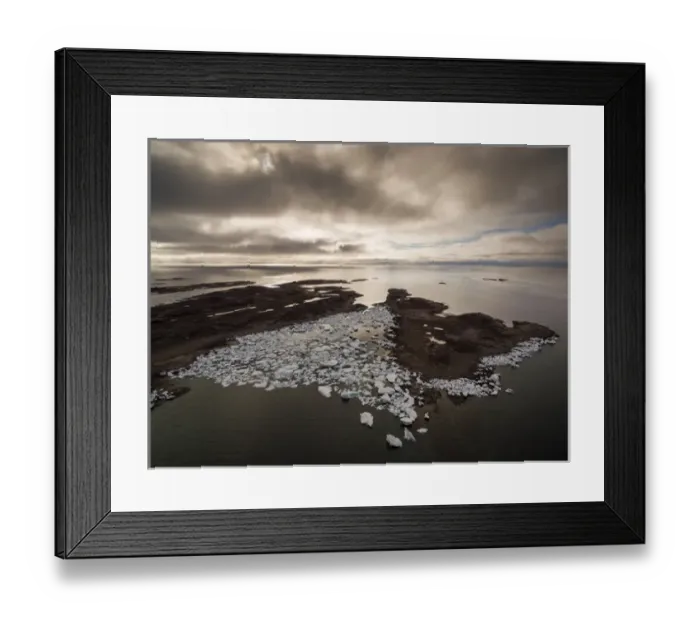 Framed Print : Canada, Nunavut Territory, Repulse Bay, Aerial view of grounded icebergs on Harbour