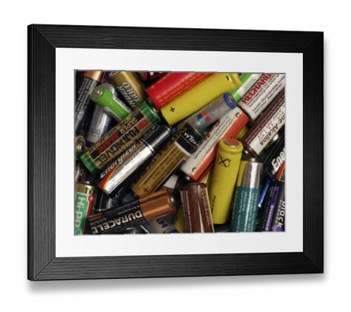 Framed Print : Batteries for Recycling Framed Print : Batteries for Recycling