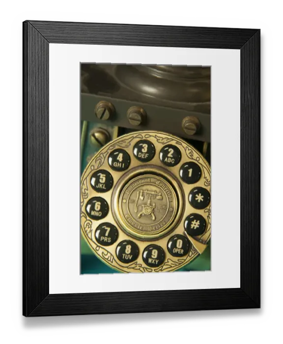 Framed Print : Close up absract of an old fashioned push-button home telephone Framed Print : Close up absract of an old fashioned push-button home telephone