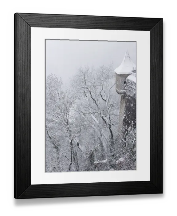 Framed Print : Europe, Austria, Salzburg. Part of Salzburg Castle wall in the winter. Credit as