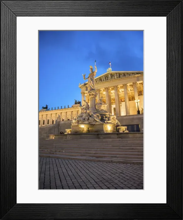 Framed Print : Europe, Austria, Vienna, Parliament building, Ringstrasse, twilight