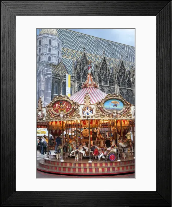 Framed Print : Europe, Austria, Vienna, carousel, St. Stephens Cathedral Framed Print : Europe, Austria, Vienna, carousel, St. Stephens Cathedral