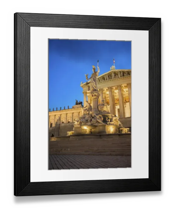 Framed Print : Europe, Austria, Vienna, Parliament building, Ringstrasse, twilight Framed Print : Europe, Austria, Vienna, Parliament building, Ringstrasse, twilight