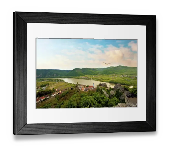 Framed Print : Durnstein, Austria, Wachau Valley, Danube River at sunset Framed Print : Durnstein, Austria, Wachau Valley, Danube River at sunset