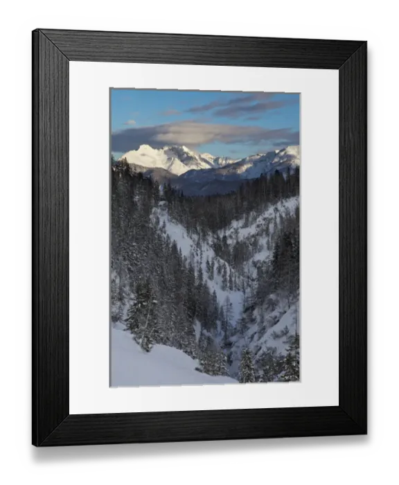 Framed Print : Valley Gaistal with snow during deep winter in Tyrol, Austria Framed Print : Valley Gaistal with snow during deep winter in Tyrol, Austria