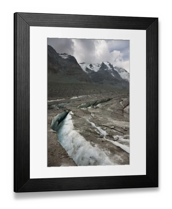 Framed Print : Radial crevasses of the glacier Pasterze near Grossglockner Framed Print : Radial crevasses of the glacier Pasterze near Grossglockner