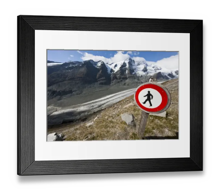 Framed Print : Danger Zone Alps and Mountains. Mount Grossglockner (3798m) with glacier Pasterze Framed Print : Danger Zone Alps and Mountains. Mount Grossglockner (3798m) with glacier Pasterze