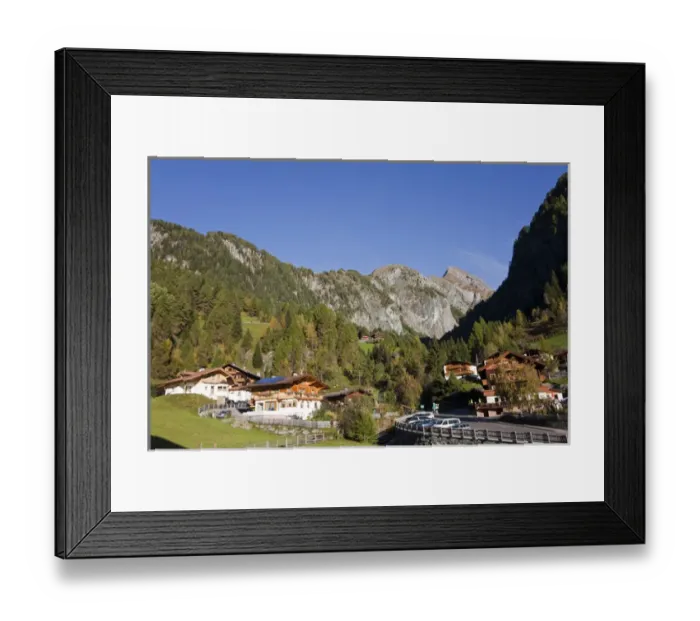 Framed Print : The village Hinterbichl in valley Virgental, Tyrol, in early morning Europe, central europe Framed Print : The village Hinterbichl in valley Virgental, Tyrol, in early morning Europe, central europe
