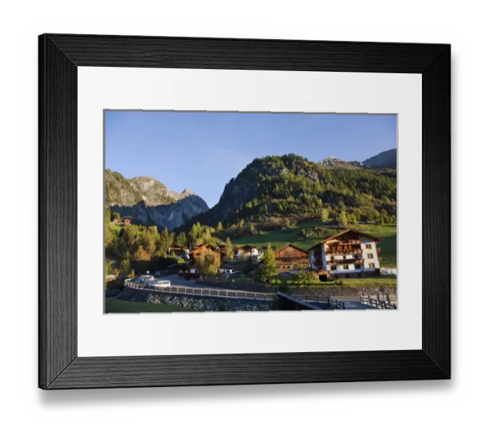 Framed Print : The village Hinterbichl in valley Virgental, Tyrol, in early morning Europe, central europe Framed Print : The village Hinterbichl in valley Virgental, Tyrol, in early morning Europe, central europe