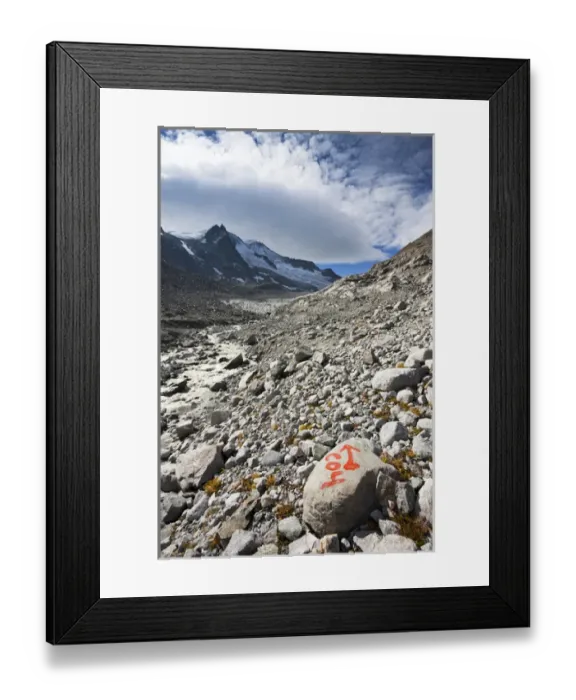 Framed Print : The glacier Viltragenkees in the National Park Hohen Tauern is showing signs of rapid retreat