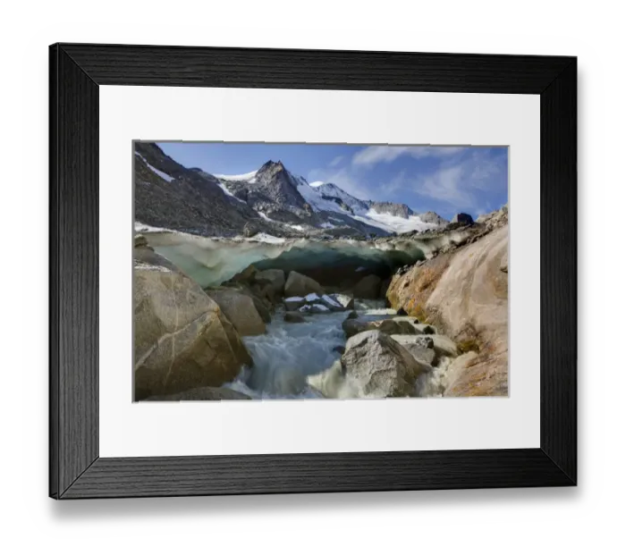 Framed Print : The glacier snout with ice cave of Viltragenkees in the National Park Hohen Tauern Framed Print : The glacier snout with ice cave of Viltragenkees in the National Park Hohen Tauern
