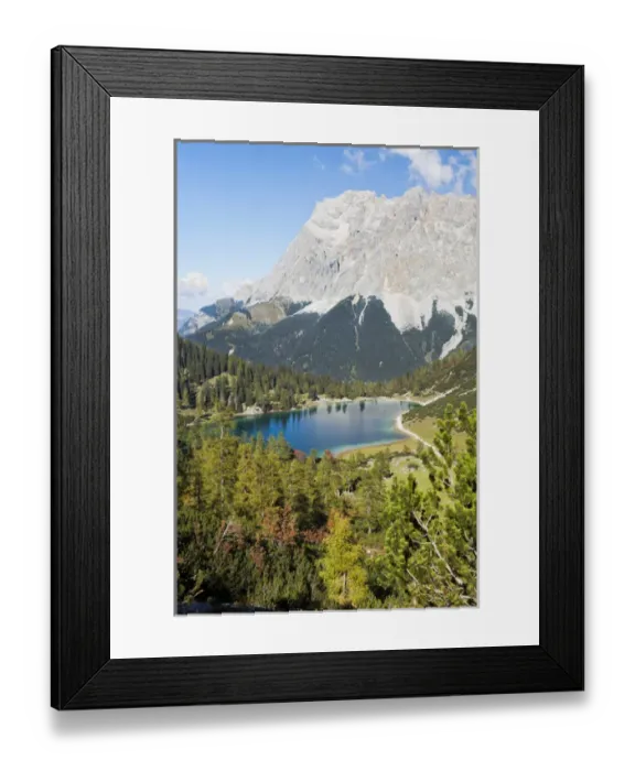 Framed Print : Mountain lake Seeben (Seebensee) in the Mieminger mountains with the Wetterstein