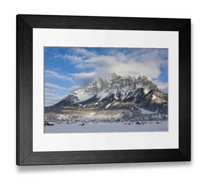 Framed Print : Wetterstein mountain chain with Mt. Zugspitze from Ehrwald, Austria Framed Print : Wetterstein mountain chain with Mt. Zugspitze from Ehrwald, Austria
