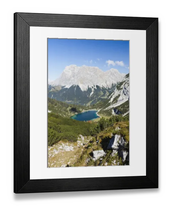 Framed Print : Mountain lake Seeben (Seebensee) in the Mieminger mountains with the Wetterstein Framed Print : Mountain lake Seeben (Seebensee) in the Mieminger mountains with the Wetterstein