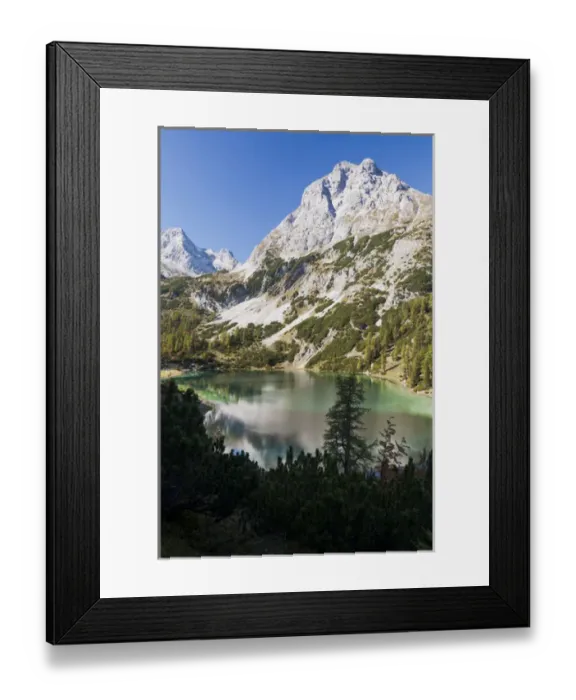 Framed Print : Mountain lake Seeben (Seebensee) in the Mieminger mountains with the Wetterstein Framed Print : Mountain lake Seeben (Seebensee) in the Mieminger mountains with the Wetterstein