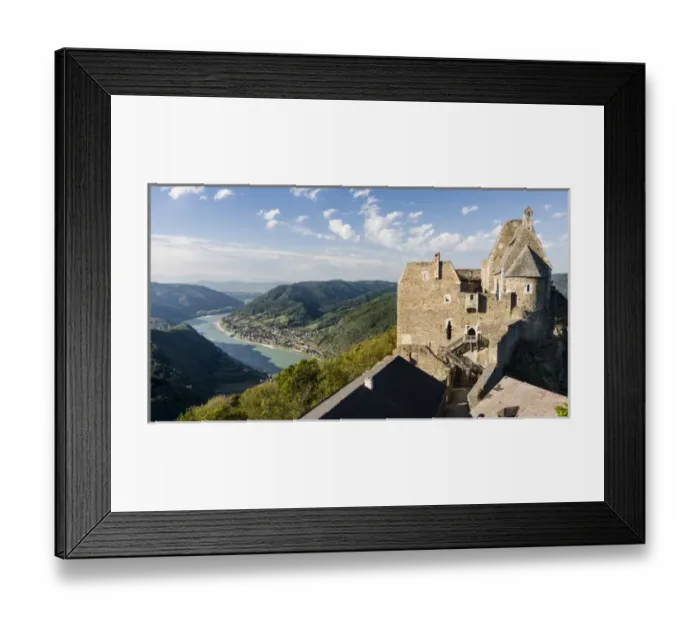 Framed Print : The castle ruin Aggstein high above the Danube in the Wachau. The Wachau is a famous vineyard Framed Print : The castle ruin Aggstein high above the Danube in the Wachau. The Wachau is a famous vineyard