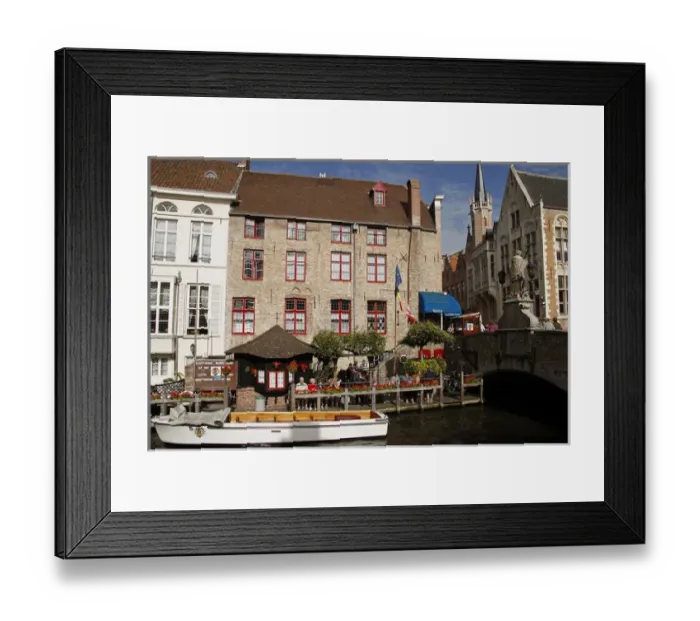 Framed Print : Europe, Belgium, Brugges. Canal cafe of Brugges Framed Print : Europe, Belgium, Brugges. Canal cafe of Brugges