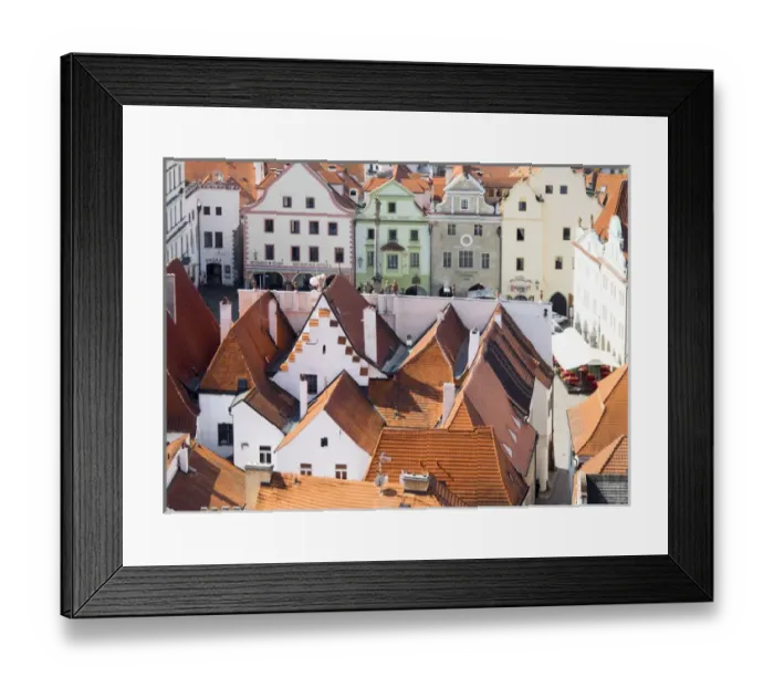 Framed Print : Europe; Czech Republic; Chesky Krumlov. Rooftop view of town