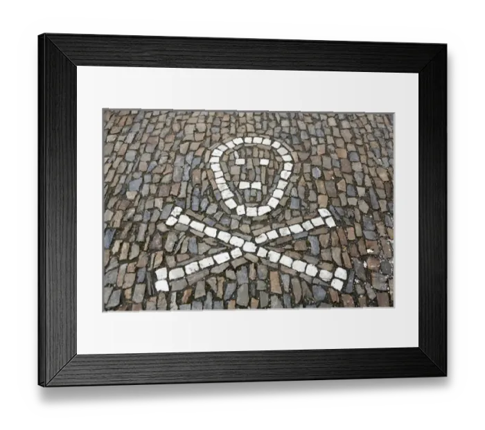 Framed Print : Europe, Czech Republic, Kutna Hora. Skull made of cobblestones at entry to Church of Bones