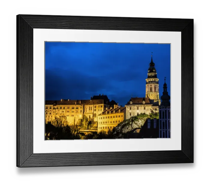 Framed Print : Europe; Czech Republic; Chesky Krumlov. View of Chesky Krumlov and castle at night Framed Print : Europe; Czech Republic; Chesky Krumlov. View of Chesky Krumlov and castle at night