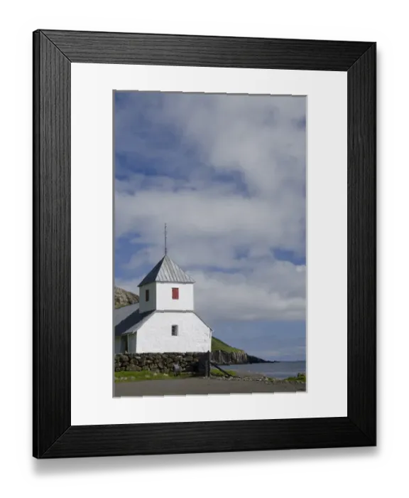 Framed Print : Kingdom of Denmark, Faroe Islands. Historic medieval church of Kirkjubour, dedicated Framed Print : Kingdom of Denmark, Faroe Islands. Historic medieval church of Kirkjubour, dedicated