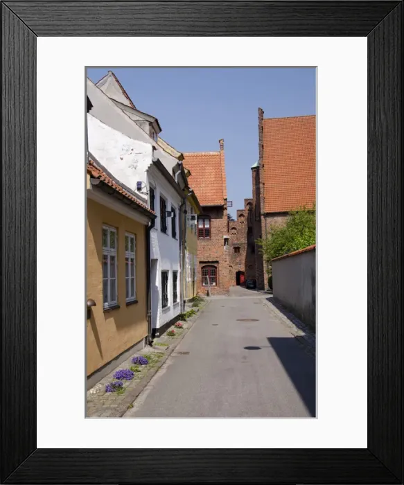 Framed Print : Denmark, Helsingoer. Typical historic downtown architecture Framed Print : Denmark, Helsingoer. Typical historic downtown architecture