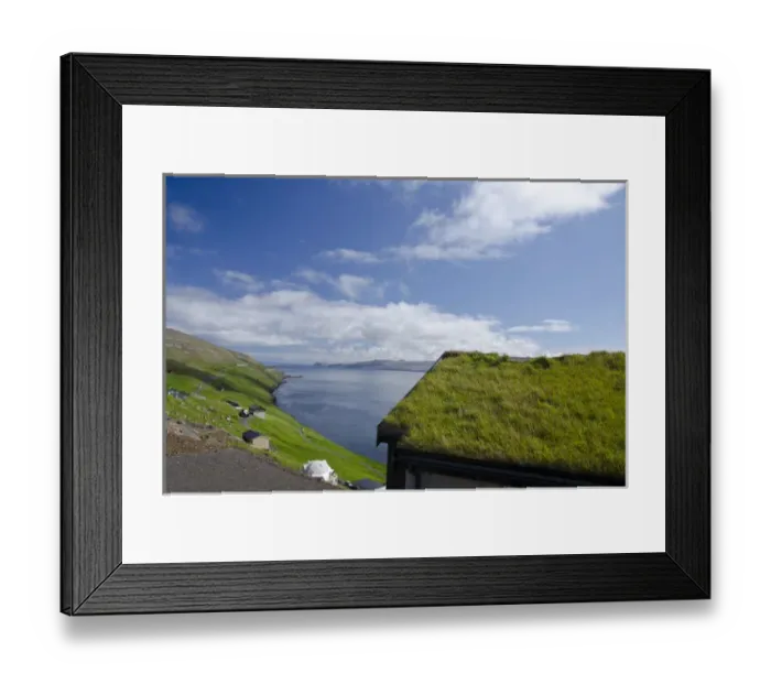 Framed Print : Kingdom of Denmark, Faroe Islands, Southern tip of the Island of Streymoy. View of Hestur