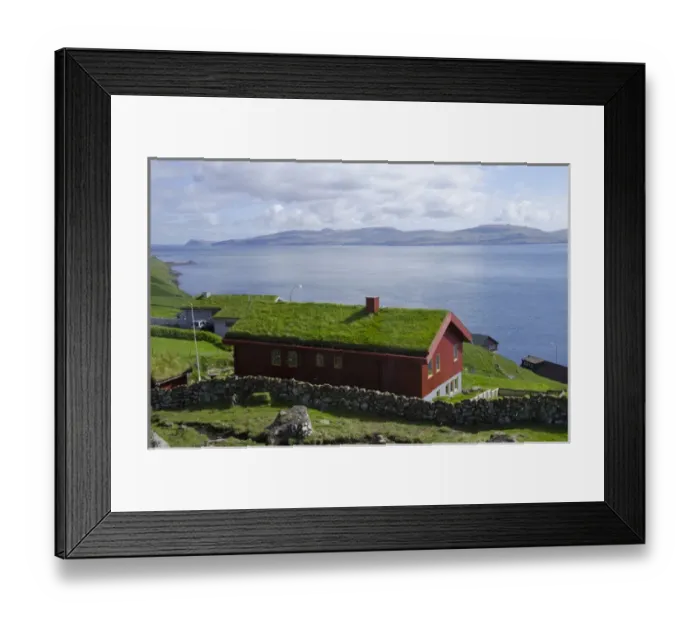 Framed Print : Kingdom of Denmark, Faroe Islands, Southern tip of the Island of Streymoy. View of Hestur