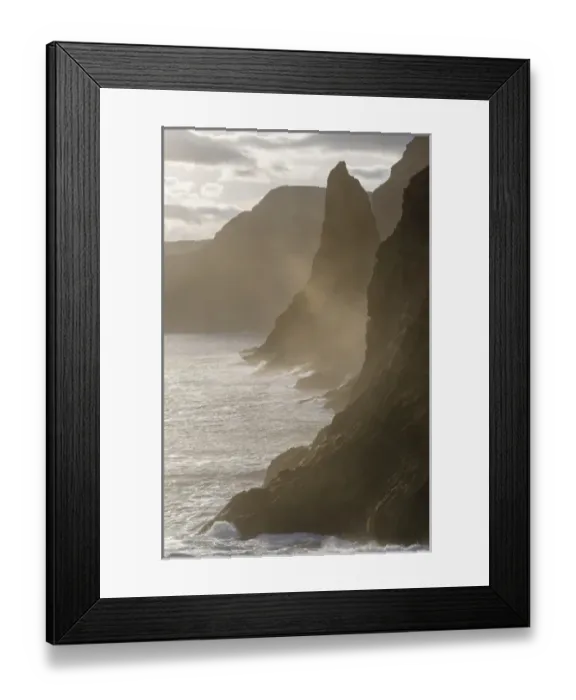 Framed Print : The west coast near Traelanipa. The island Vagar, part of the Faroe Islands in the North Atlantic