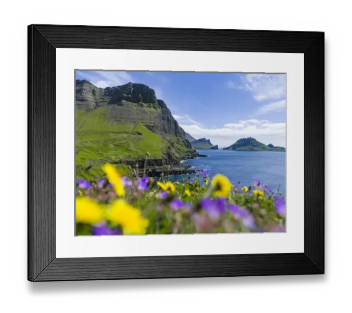 Framed Print : The coast near Gasadalur. The island Vagar, part of the Faroe Islands in the North Atlantic Framed Print : The coast near Gasadalur. The island Vagar, part of the Faroe Islands in the North Atlantic