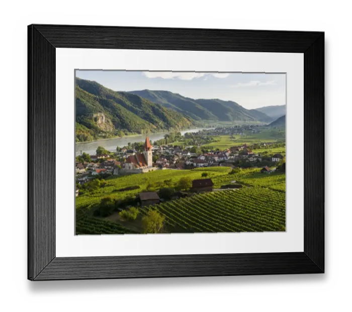 Framed Print : Medieval town of Weissenkirchen in the Wachau, with fortified church Mariae Himmelfahrt Framed Print : Medieval town of Weissenkirchen in the Wachau, with fortified church Mariae Himmelfahrt