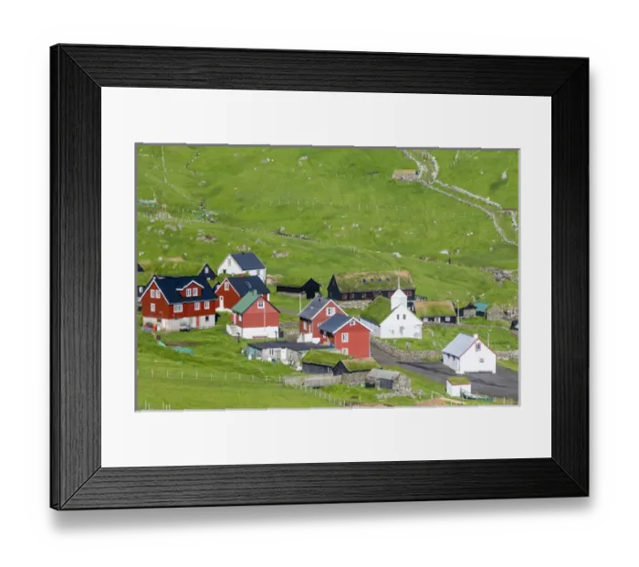 Framed Print : The village on the island Mykines, part of the Faroe Islands in the North Atlantic Framed Print : The village on the island Mykines, part of the Faroe Islands in the North Atlantic