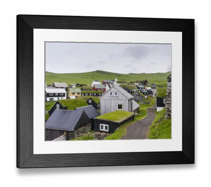 Framed Print : The village on the island Mykines, part of the Faroe Islands in the North Atlantic Framed Print : The village on the island Mykines, part of the Faroe Islands in the North Atlantic