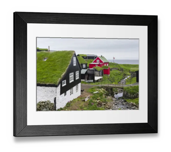 Framed Print : The village on the island Mykines, part of the Faroe Islands in the North Atlantic Framed Print : The village on the island Mykines, part of the Faroe Islands in the North Atlantic