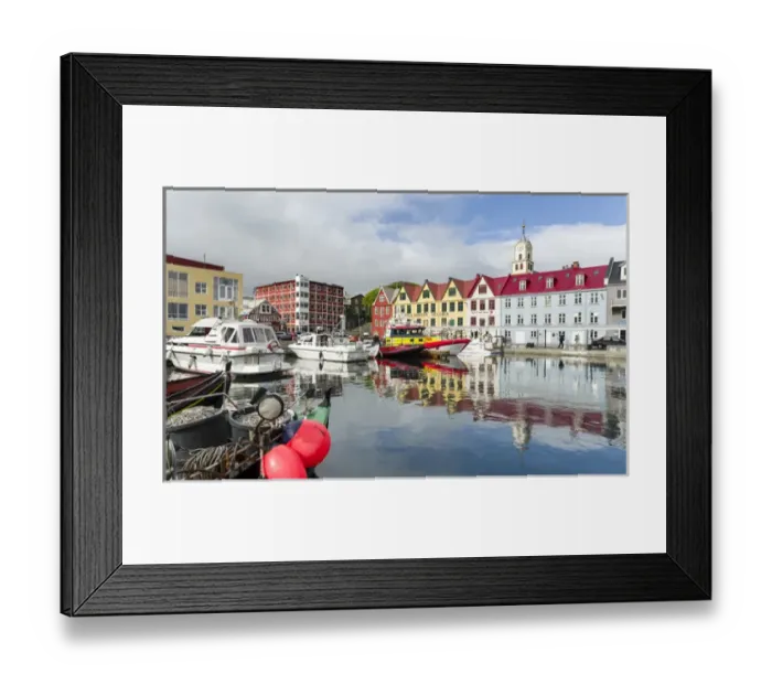 Framed Print : Peninsula Tinganes with old town, government district and the western harbour. Torshavn