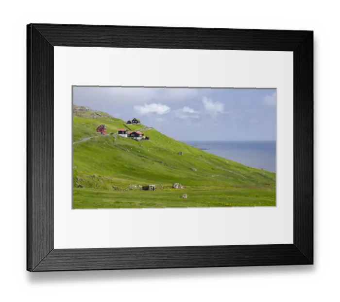Framed Print : Village Velbastadur (Velbastathur). The island Streymoy, one of the two large islands