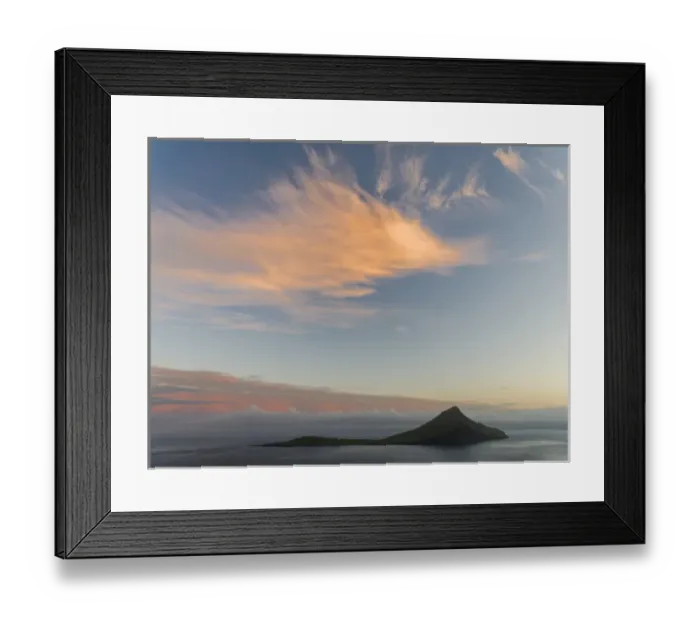 Framed Print : Koltur island after sunset. The island Streymoy, one of the two large islands of Framed Print : Koltur island after sunset. The island Streymoy, one of the two large islands of
