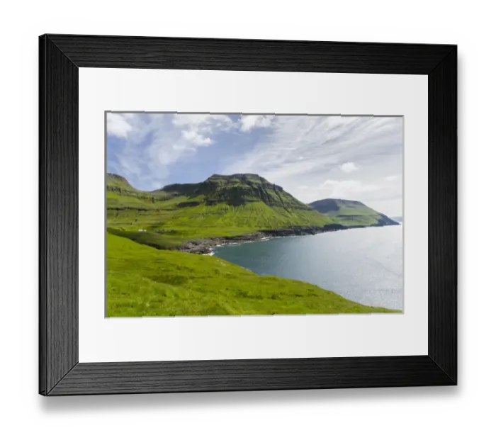 Framed Print : The west coast at Nordradalur. The island Streymoy, one of the two large islands Framed Print : The west coast at Nordradalur. The island Streymoy, one of the two large islands