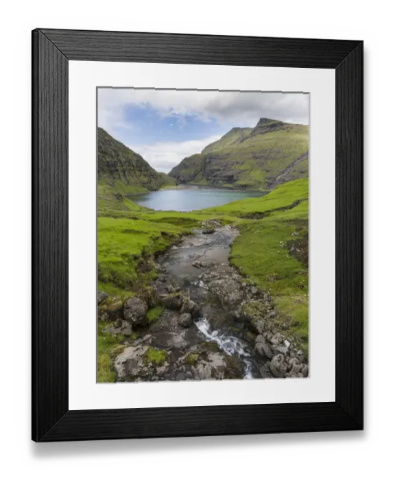 Framed Print : The valley of Saksun, one of the main attractions of the Faroe Islands. The island Streymoy