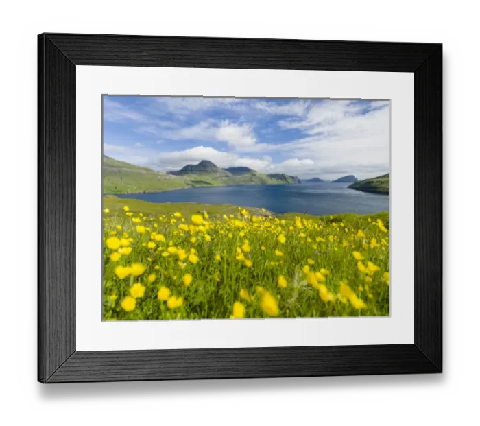 Framed Print : The mountains and cliffs of Streymoy with the Vestmannasund. The island Streymoy Framed Print : The mountains and cliffs of Streymoy with the Vestmannasund. The island Streymoy