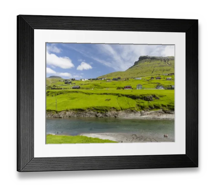 Framed Print : Village Leynar. The island Streymoy, one of the two large islands of the Faroe